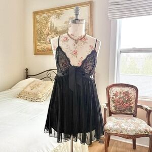 black lace trim babydoll dress Victoria's Secret size large